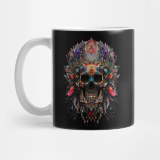 Skull and colorful feathers Mug